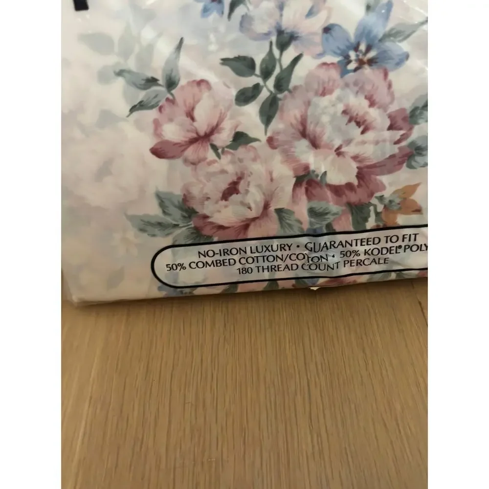 Vintage Springmaid Bridal Bouquet King Sheet Set NOS Floral Lace USA